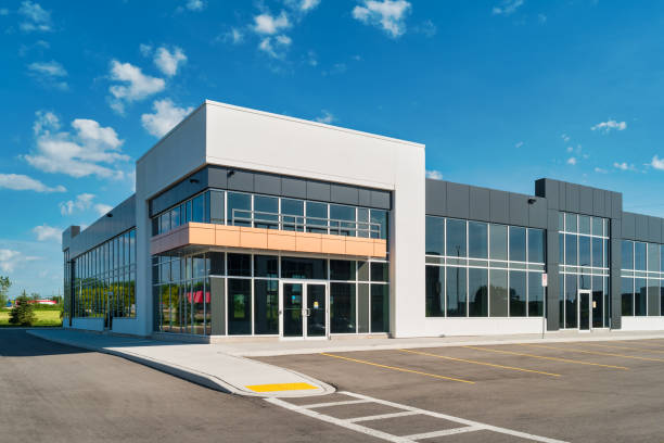 Commercial building featuring freshly painted exterior panels and durable coatings by an exterior painter in Richmond, VA.