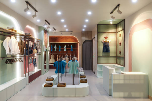 Retail store with warm white walls, soft pink and green accent finishes by a commercial painter in Mechanicsville, VA