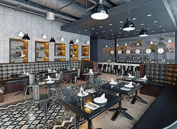 Restaurant interior with dark walls, clean trim, and polished finishes by a commercial painter in New Kent, VA.